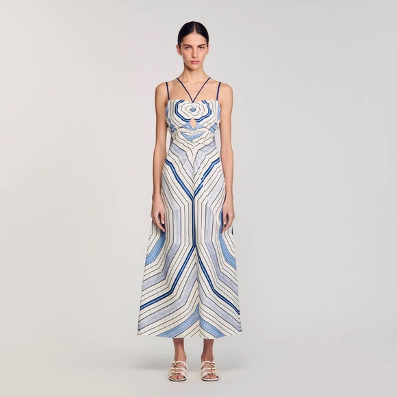 Sandro Dresses & Skirts - Sandro x Louise spider blue Motif Maxi Dress